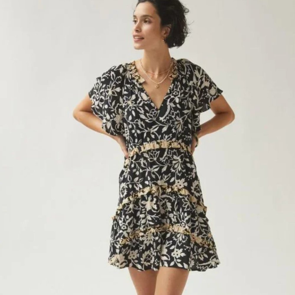AnthropologieRobin Tiered Mini Dress by Maeve Black Motif
